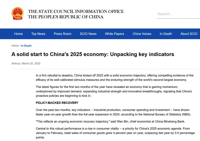 A solid start to China's 2025 economy